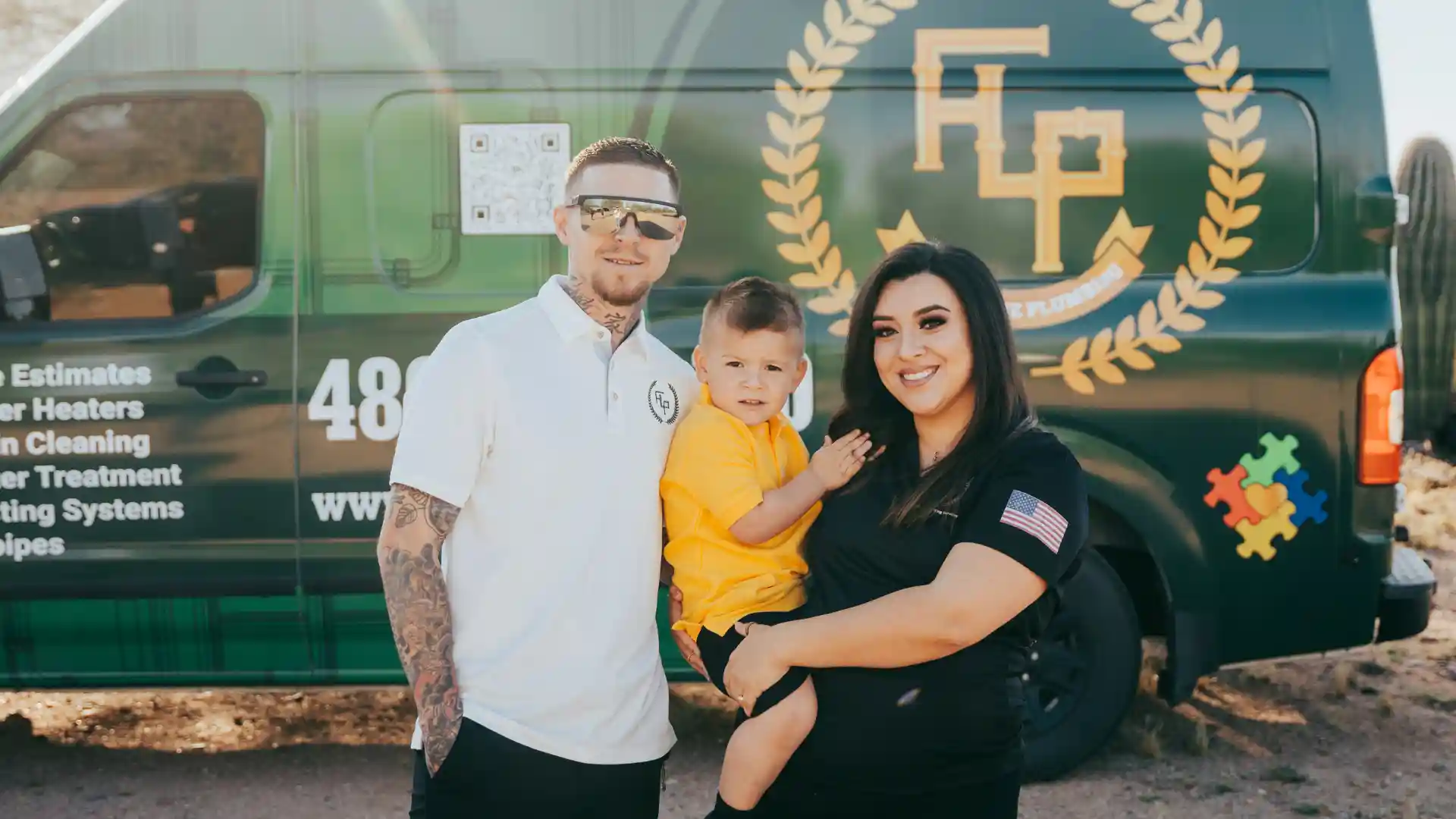 The Layne family in front of their FLP service van